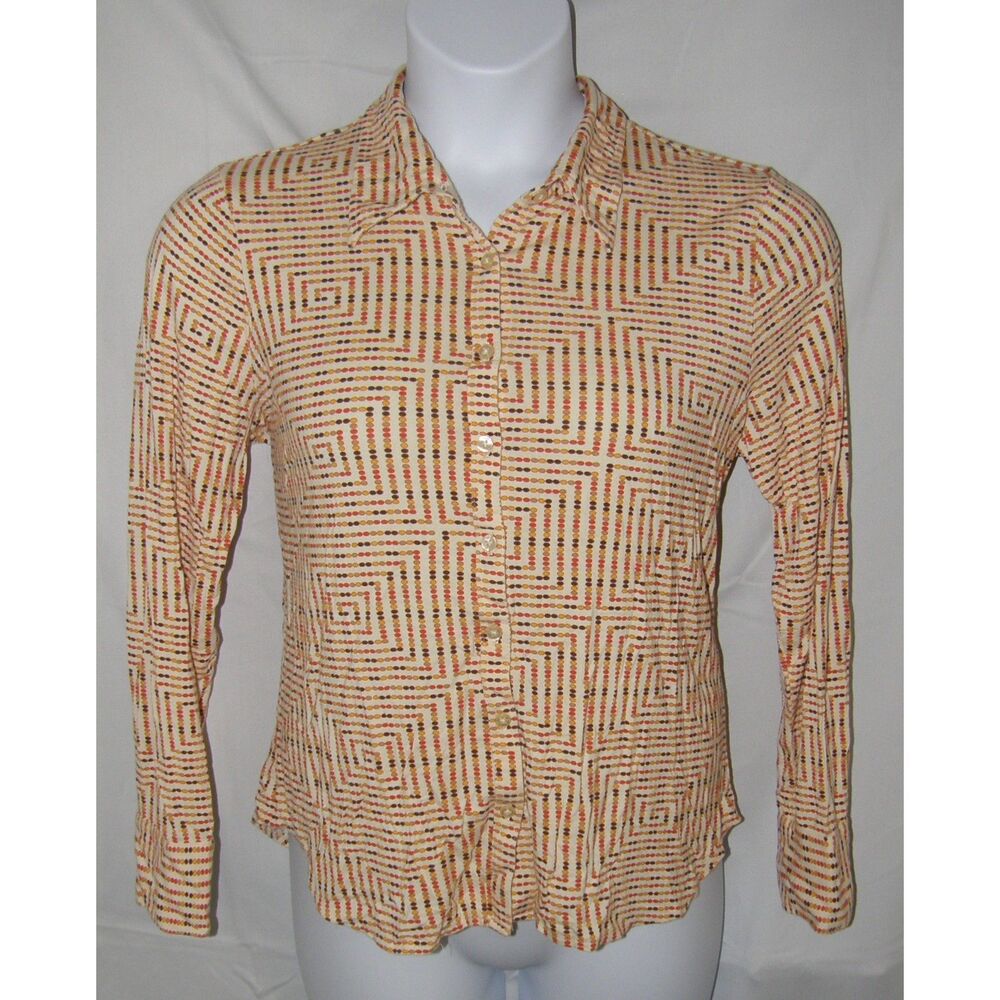 OLD NAVY Multicolored Circle Sz XL Casual or Dress Soft Stretchy Button Up Shirt